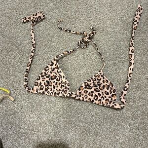 Leopard Print Triangle Bikini Top